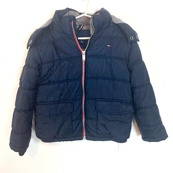 Tommy Hilfiger Other - Tommy Hilfiger Navy Blue Long Sleeve Full Zip Hooded Puffer Jacket Size Large